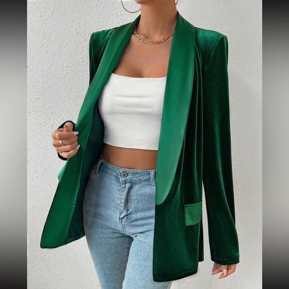 Set of 2 Emerald green / red blazer jacket- velvet velour - Picture 7 of 11